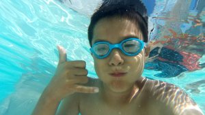 My son underwater